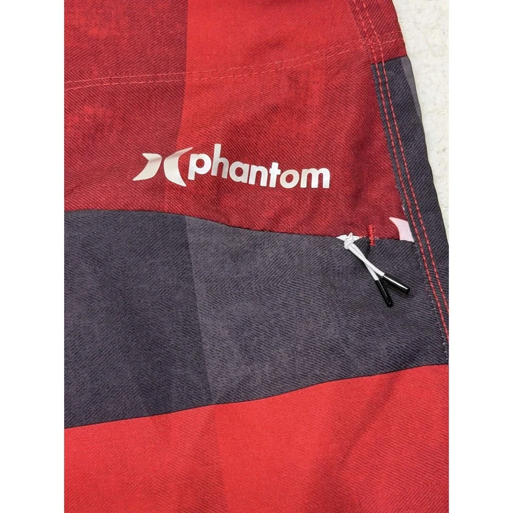 Hurley Mens Phantom Board Shorts 42 Red Black Grey Colorblock MBS0006310
